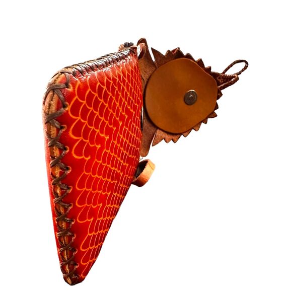 Vintage Handmade Red & Yellow Chinese Dragon Crossbody Bag w Two Straps OOAK - Picture 4 of 8